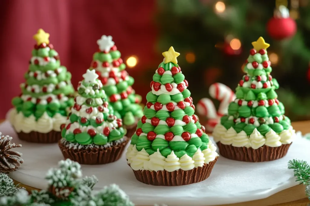 A festive Little Debbie Christmas Tree Cake with white frosting, red stripes, and green sprinkles